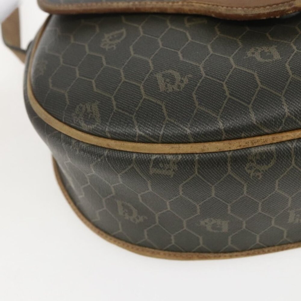 Authentic Christian Dior Honeycomb Canvas Shoulder Bag PVC Gold Khaki - Picture 6 of 16